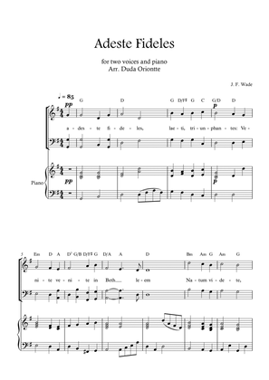Adeste Fideles (two mixed voices - G major - 2 staffs - with piano - with chords)