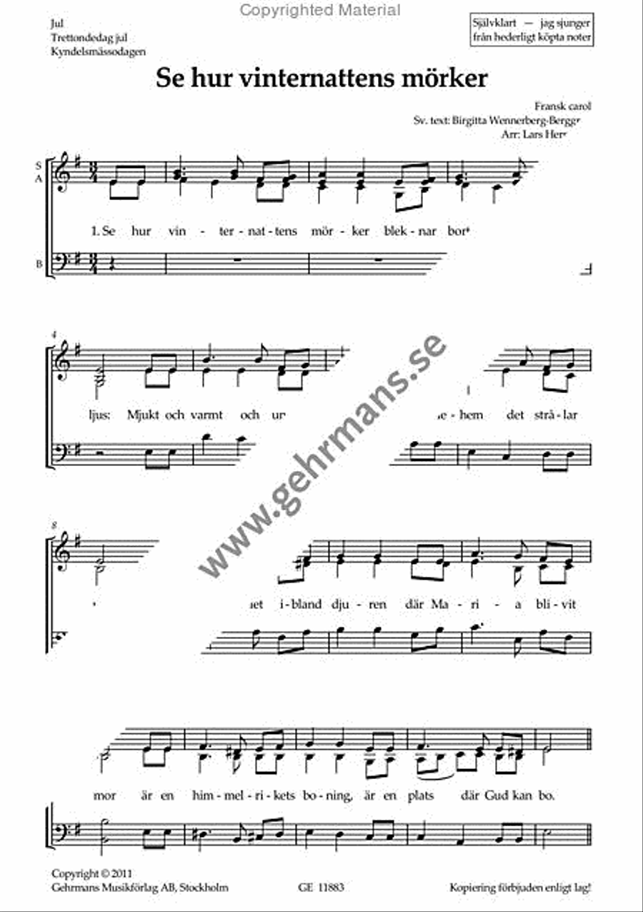 Se hur vintenattens morker / Harlig ar jorden 3-Part scores gallery preview page 2