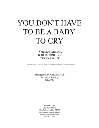 Book cover for You Don't Have To Be A Baby To Cry