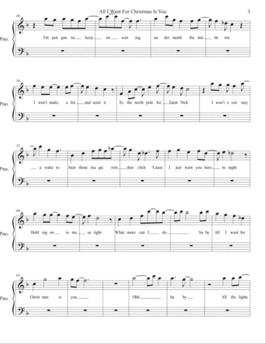 All I Want For Christmas Is You Easy Piano scores gallery preview page 3