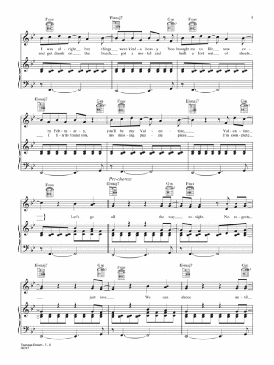 Teenage Dream Piano, Vocal, Guitar scores gallery preview page 2