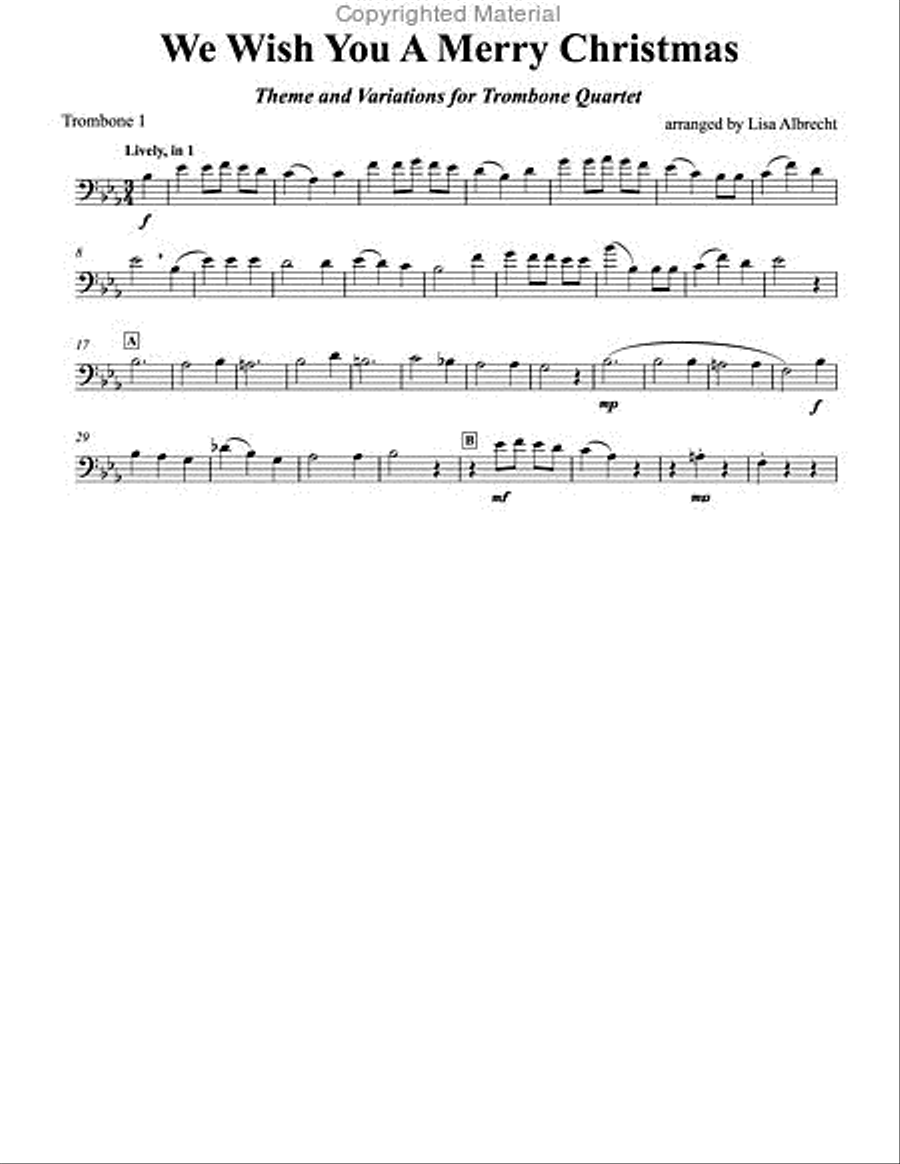 We Wish You A Merry Christmas Trombone Quartet scores gallery preview page 4