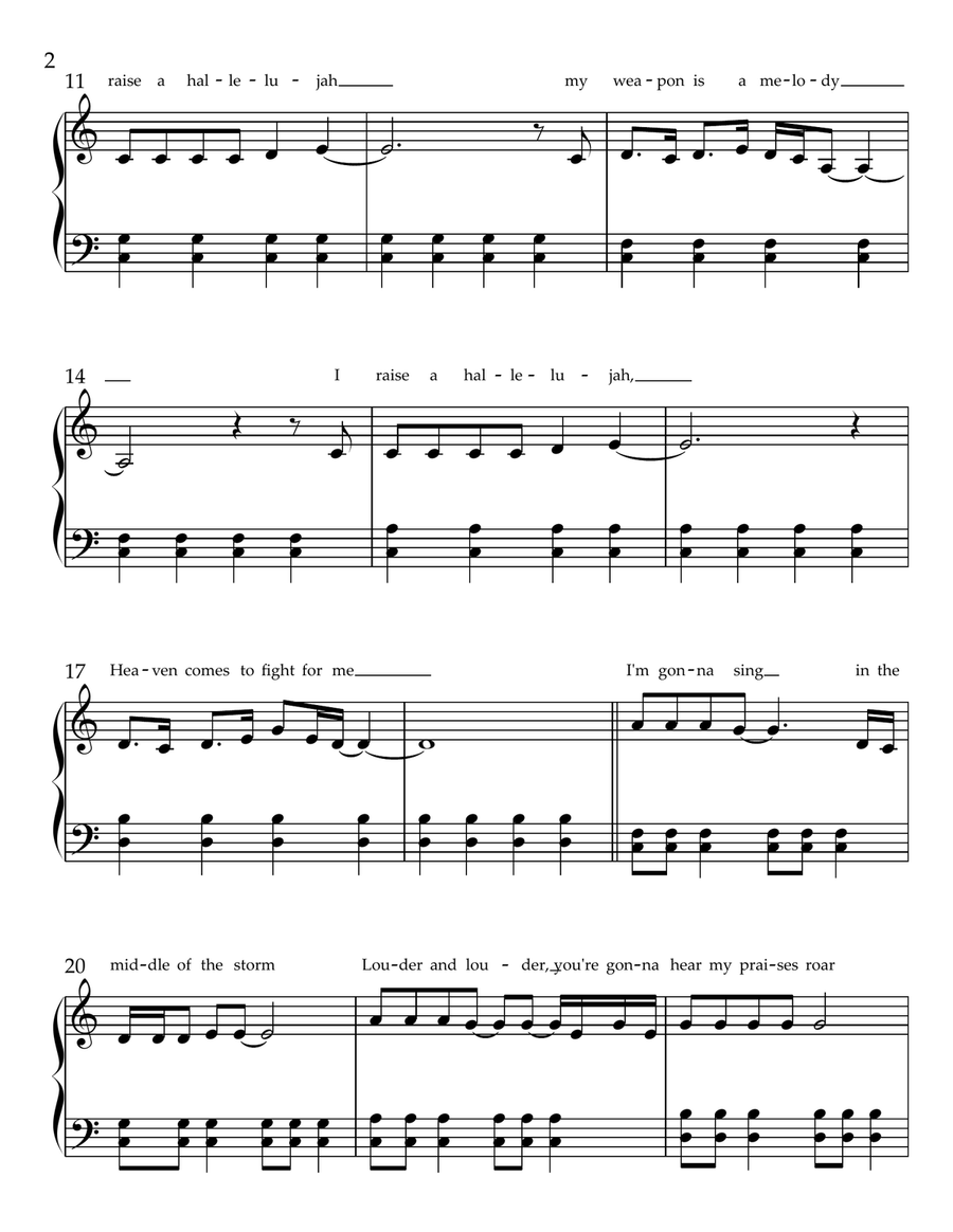 Raise A Hallelujah Piano Solo scores gallery preview page 2