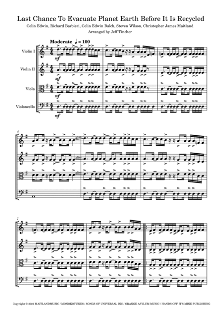 Last Chance To Evacuate Planet Earth Before It Is Recycled String Quartet scores gallery preview page 2