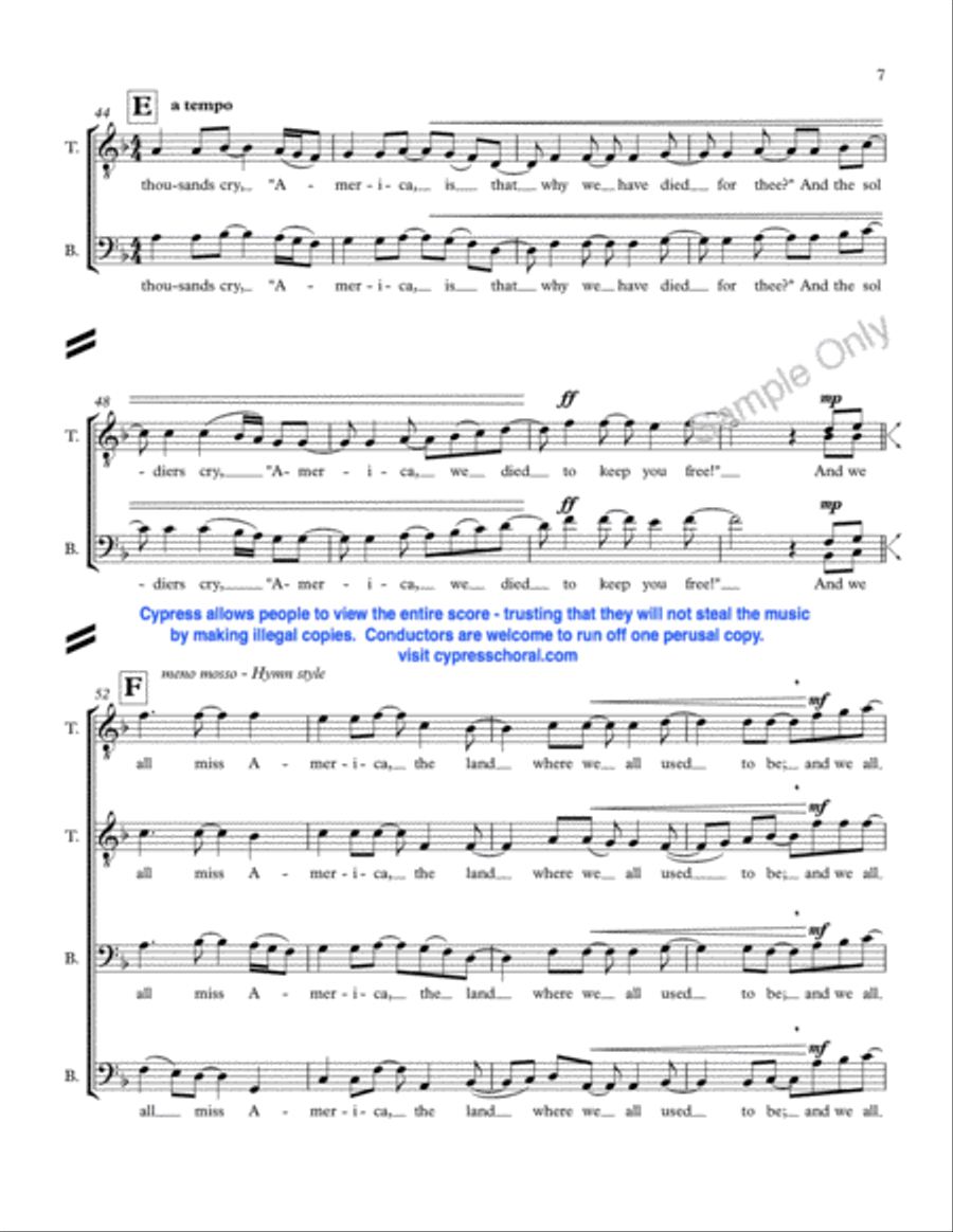 Soldier's Cry American Version TTBB scores gallery preview page 8