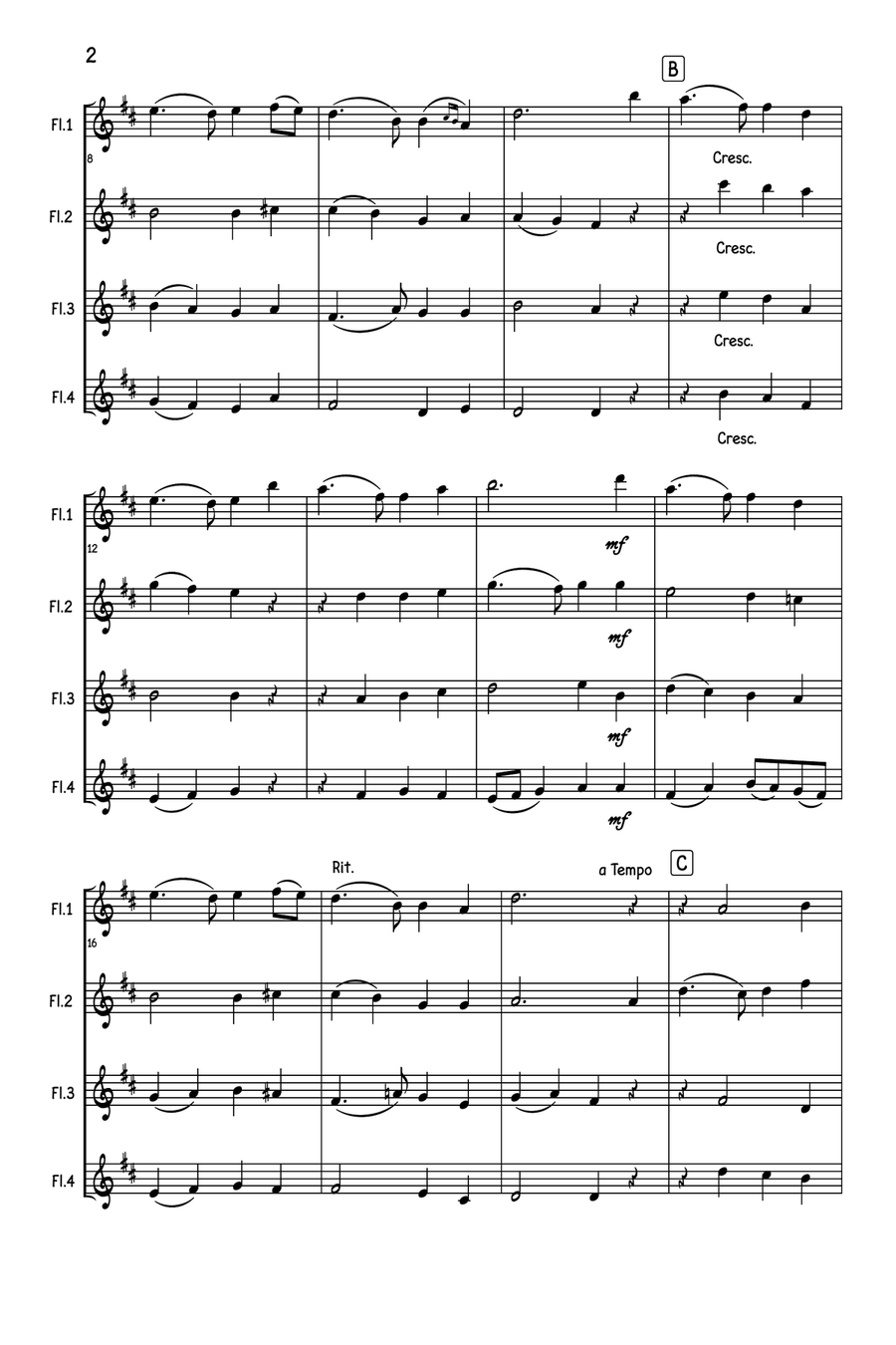 Auld Lang Syne Flute Quartet scores gallery preview page 3