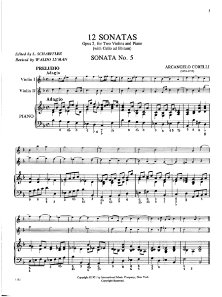 12 Sonatas, Opus 2 (With Cello Ad Lib.) - Volume II