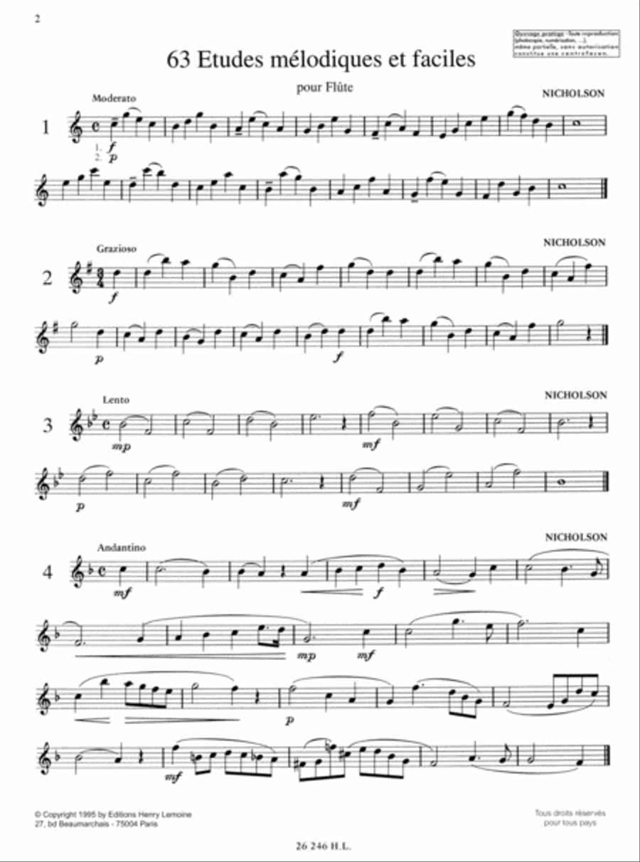 Etudes Melodiques Faciles (63) Flute Solo scores gallery preview page 2
