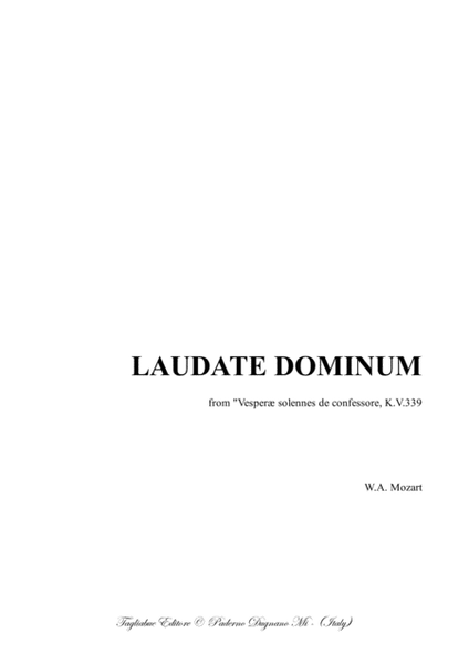 LAUDATE DOMINUM - Mozart - For Soprano, SATB Choir and Piano - With Piano part image number null