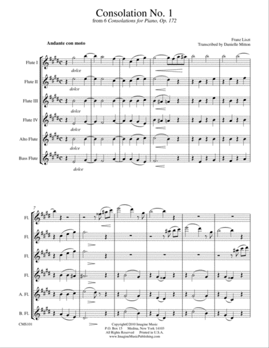 Two Consolations Flute Quartet scores gallery preview page 3