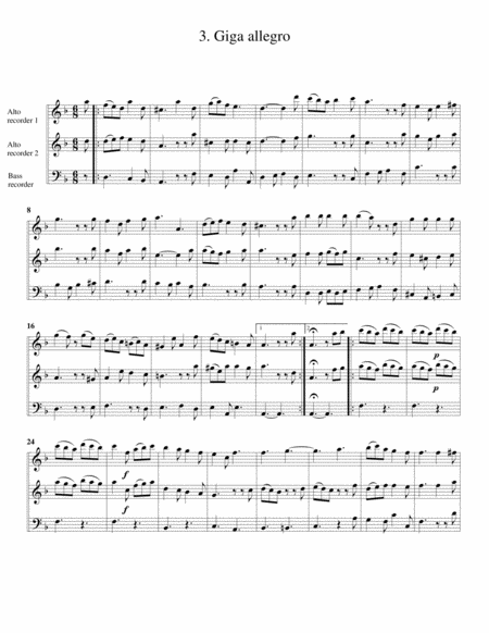 Trio sonata, Op.2, no.2 (arrangement for 3 recorders)