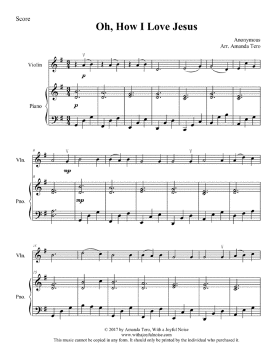 Oh, How I Love Jesus Oh, How I Love Jesus Violin Solo scores gallery preview page 3