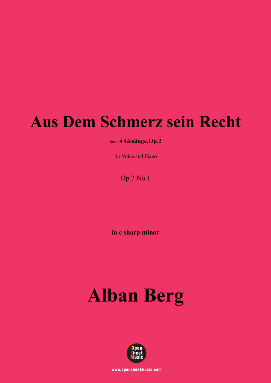 Alban Berg-Aus Dem Schmerz sein Recht(1910),in c sharp minor,Op.2 No.1 Voice scores gallery preview page 1