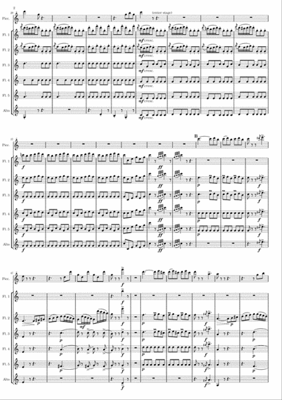 Rossini - Barber of Seville - Il barbiere di Siviglia - Largo al Factotum, air of Figaro, for Flute Woodwind Ensemble scores gallery preview page 2