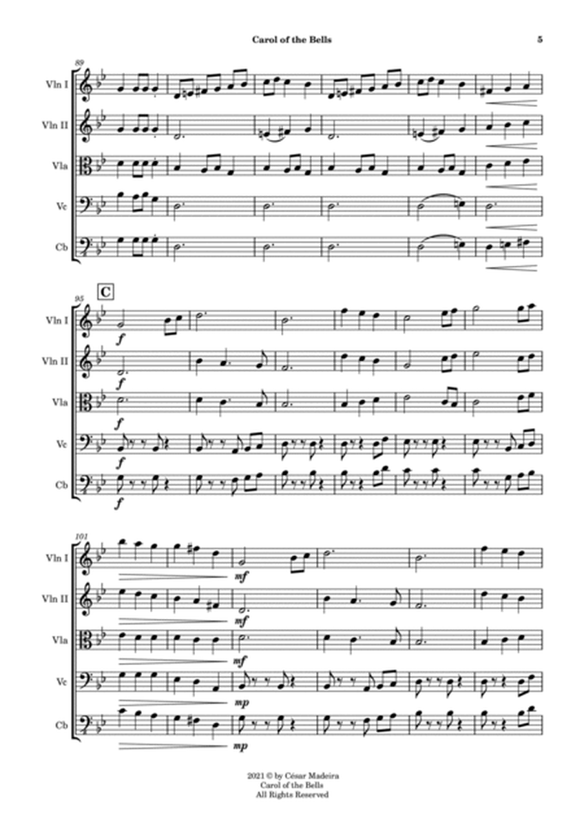 Carol Of The Bells - String Orchestra (Full Score and Individual Parts) image number null