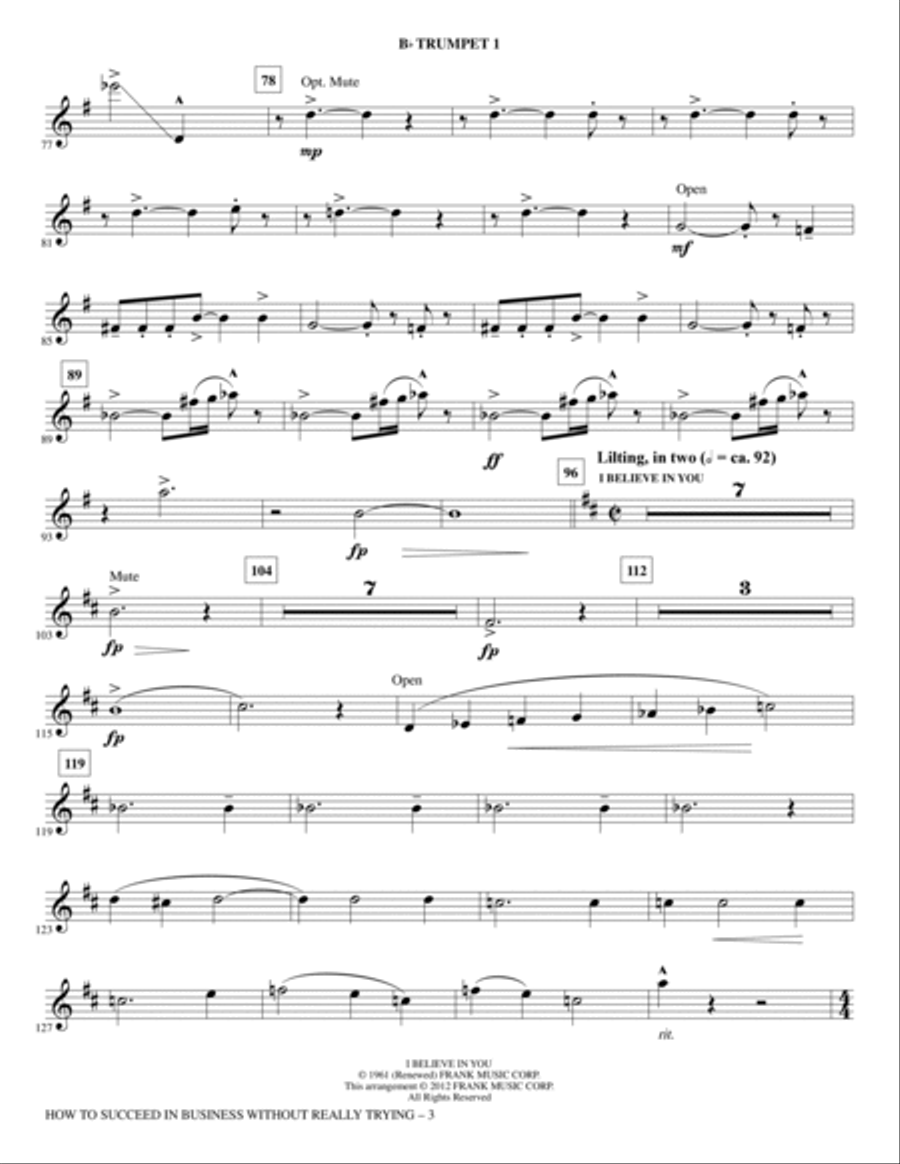 How to Succeed In Business Without Really Trying (Medley) - Bb Trumpet 1 Choir scores gallery preview page 3