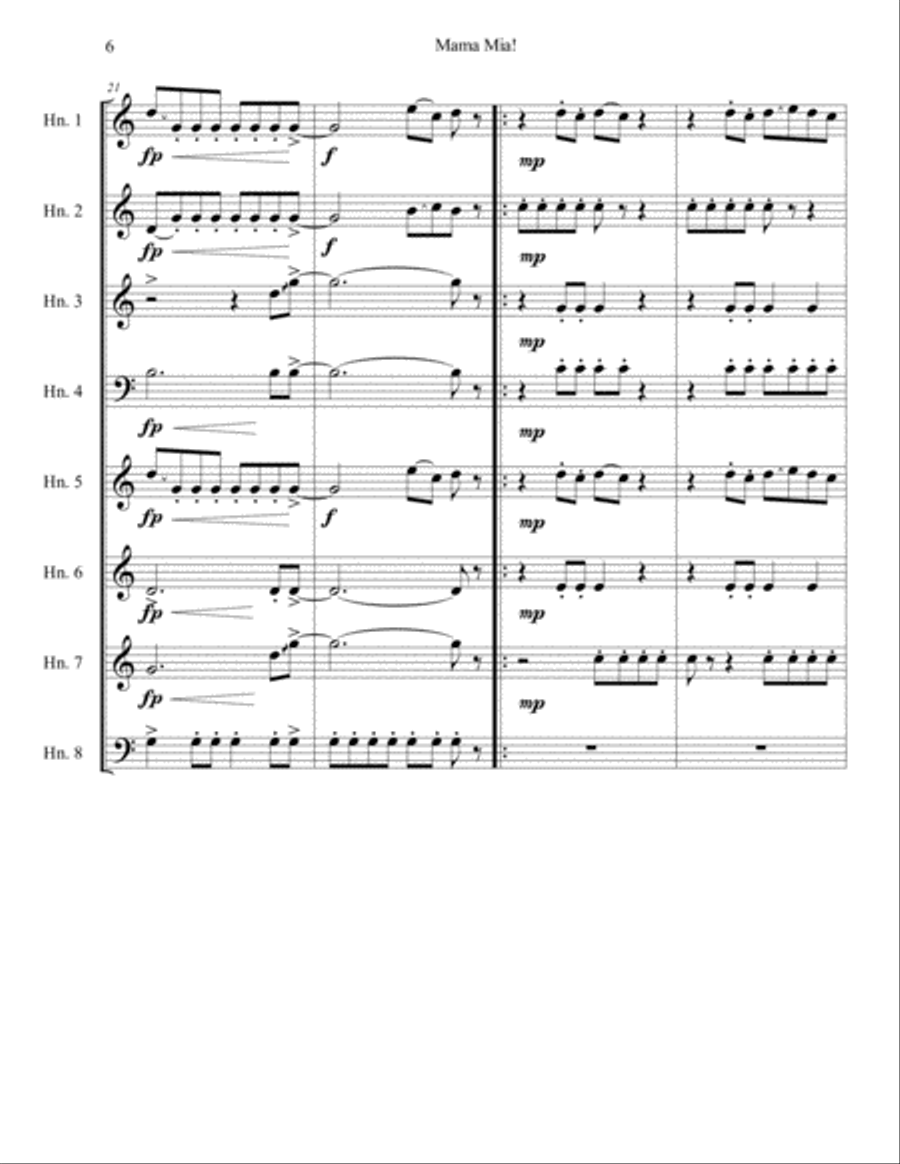 Mamma Mia Horn Solo scores gallery preview page 6