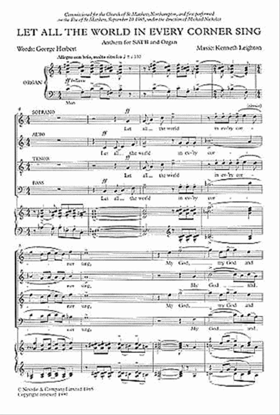 Let All the World in Every Corner Sing 4-Part scores gallery preview page 1