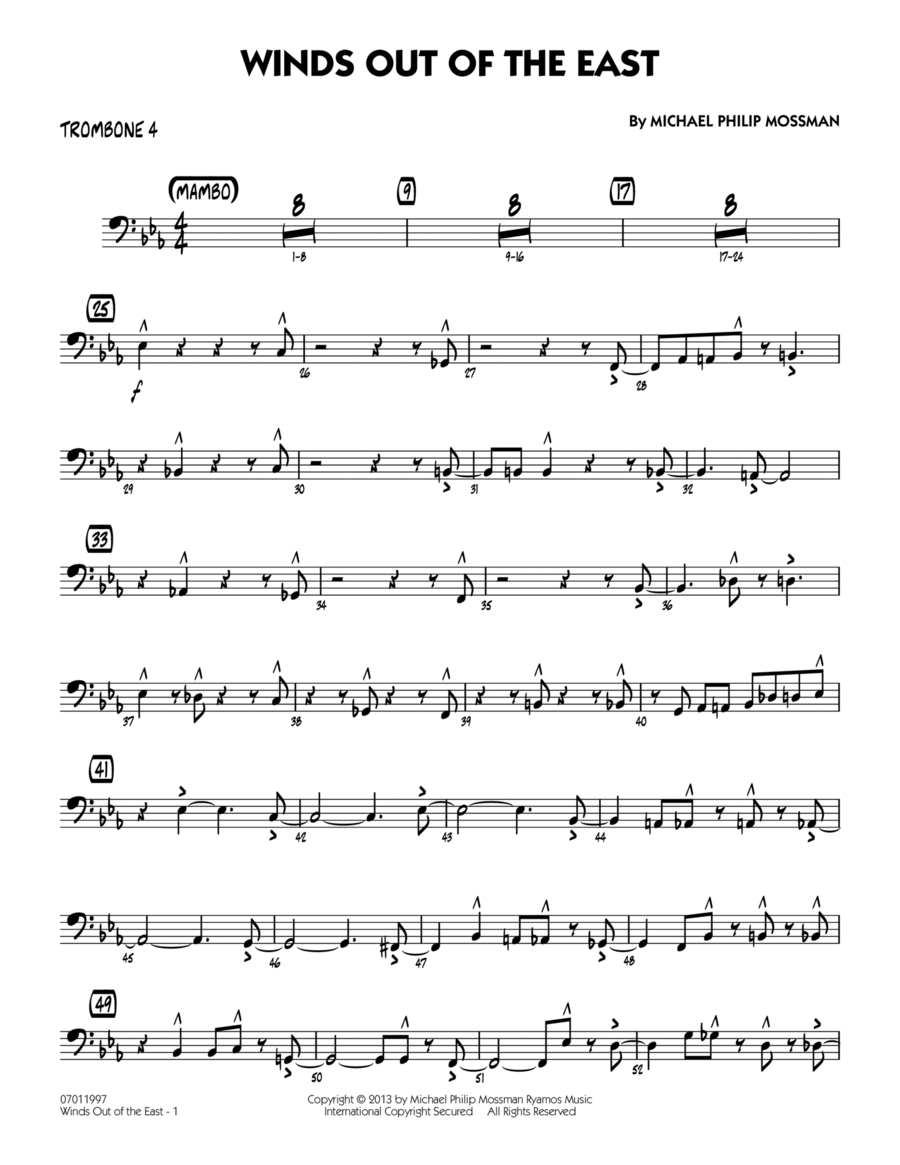 Winds Out Of The East - Trombone 4 Jazz Ensemble scores gallery preview page 1