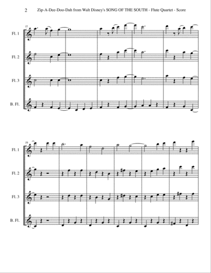 Zip-A-Dee-Doo-Dah Woodwind Quartet scores gallery preview page 2