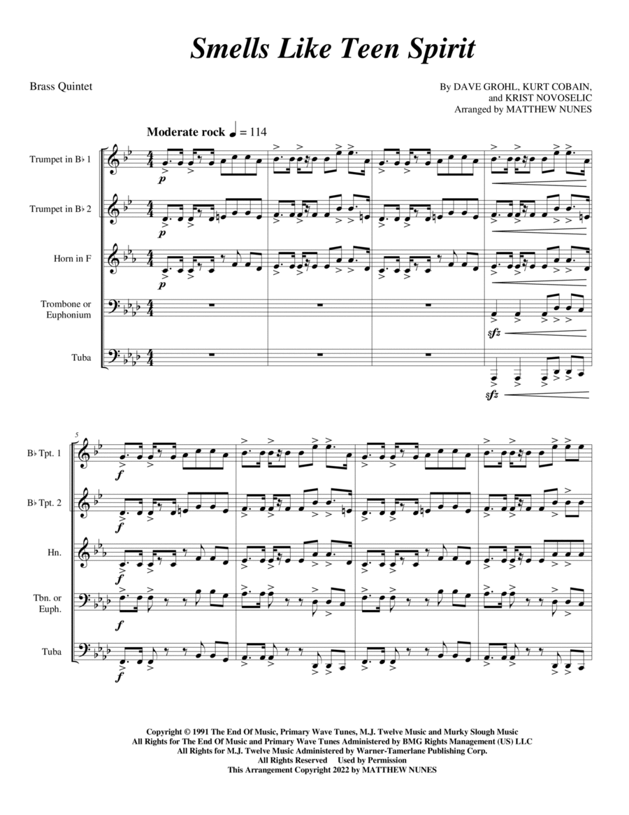 Smells Like Teen Spirit Chamber Music scores gallery preview page 1