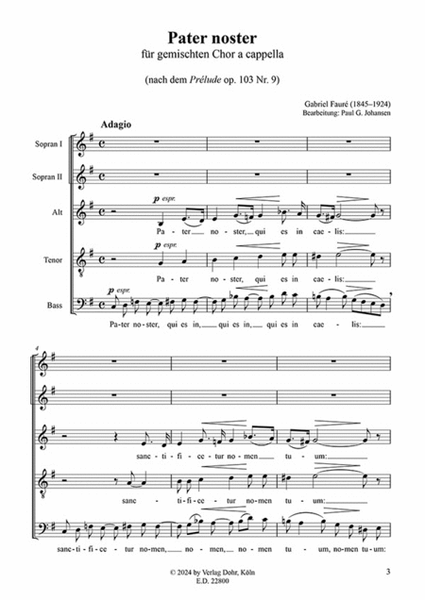Pater noster für gemischten Chor a cappella (nach dem Prélude op. 103/9)