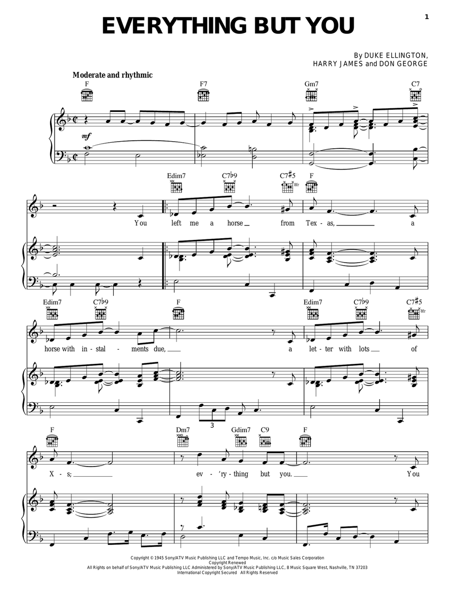 Everything But You Everything But You Piano, Vocal, Guitar scores gallery preview page 1