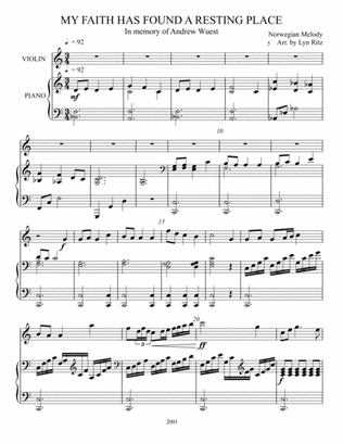 MY FAITH HAS FOUND A RESTING PLACE ARRANGEMENT FOR VIOLIN AND PIANO