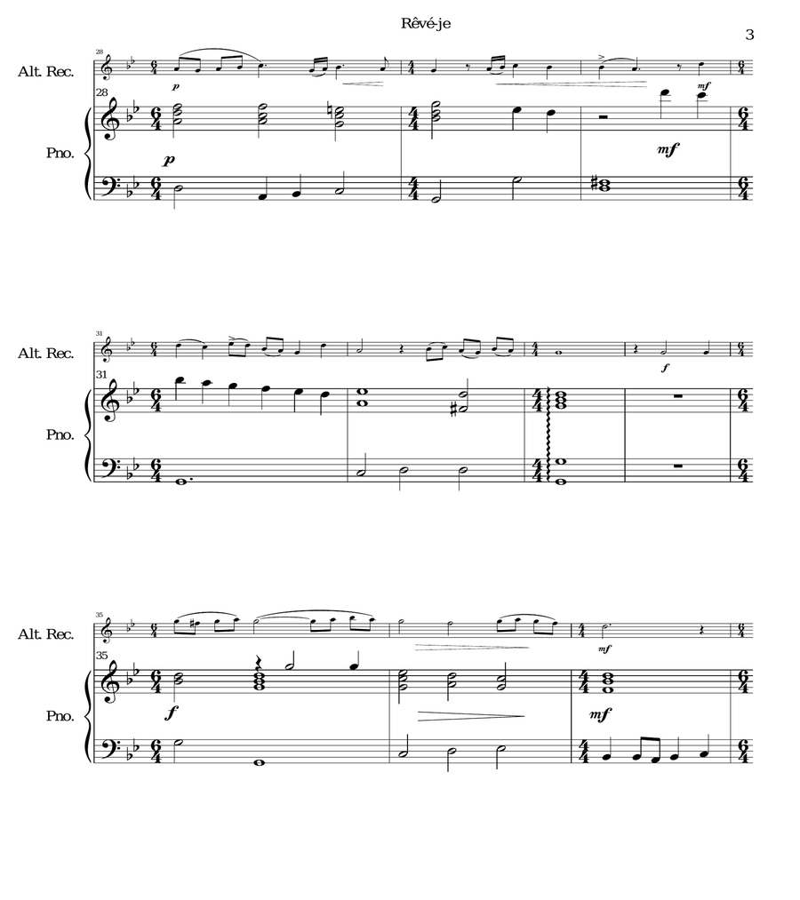 Rêvé-je (Am I dreaming) for alto recorder and piano image number null
