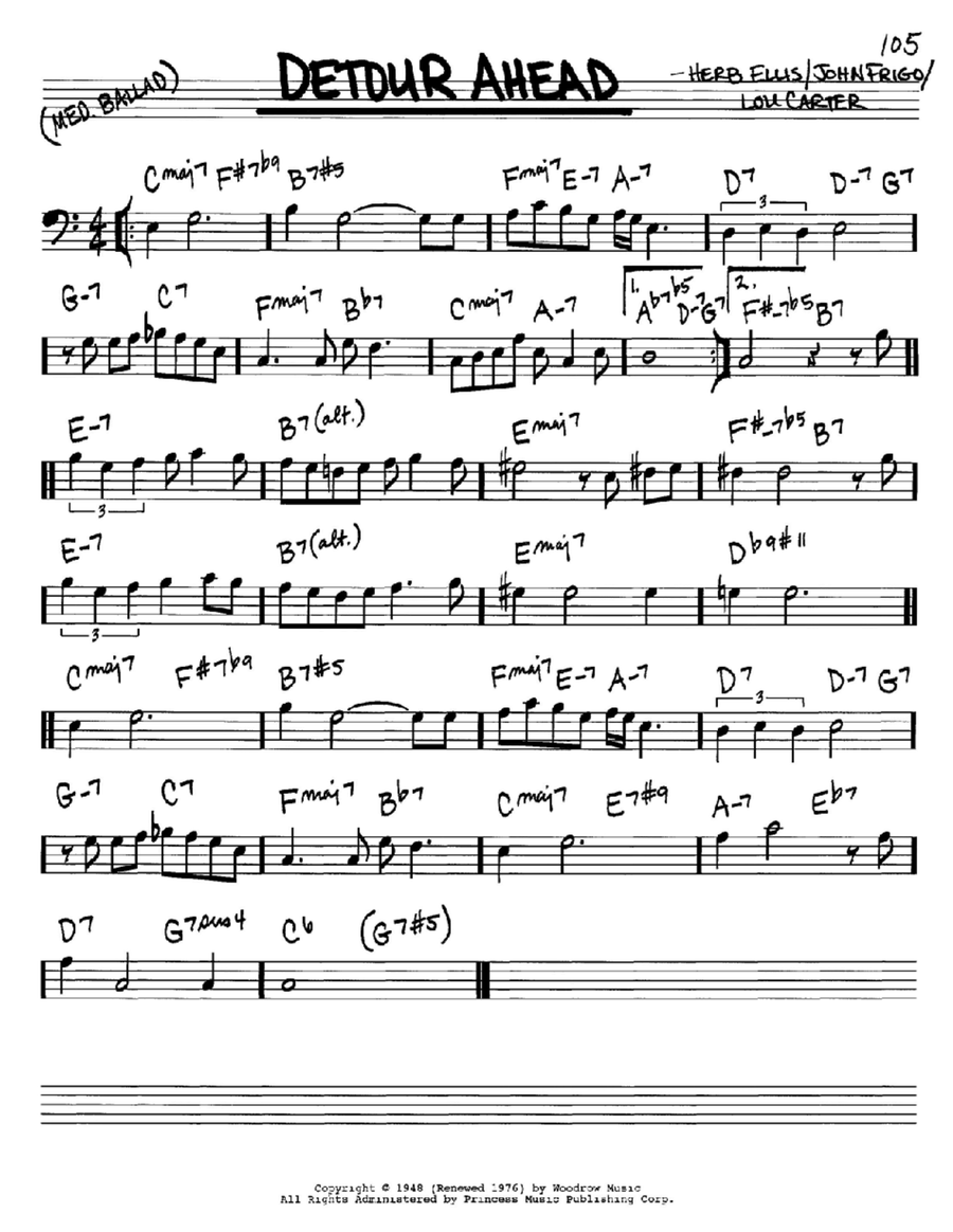 Detour Ahead Bass Clef Instrument scores gallery preview page 1
