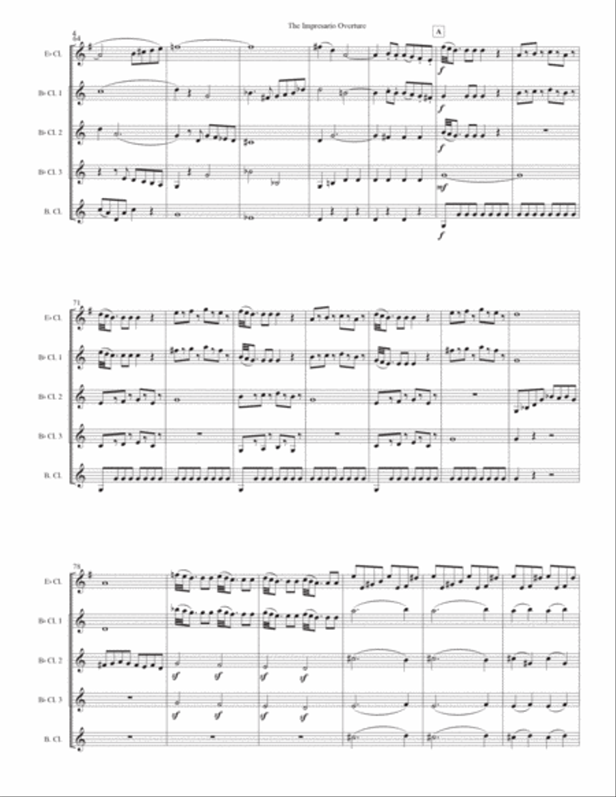The Impresario Overture for clarinet quintet Clarinet Quintet scores gallery preview page 4