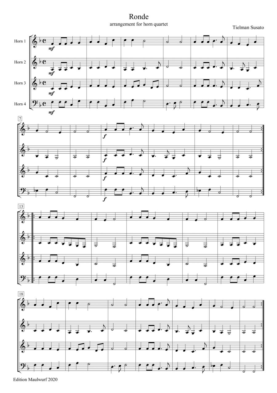 Ronde Brass Quartet scores gallery preview page 1
