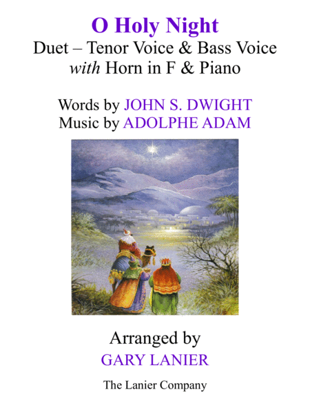 O HOLY NIGHT (Duet - Tenor Voice, Bass Voice with Horn in F & Piano - Score & Parts included) image number null