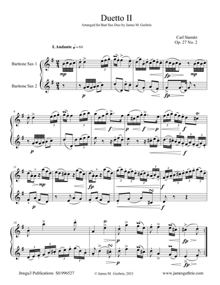 Stamitz: Duet Op. 27 No. 2 for Baritone Sax Duo