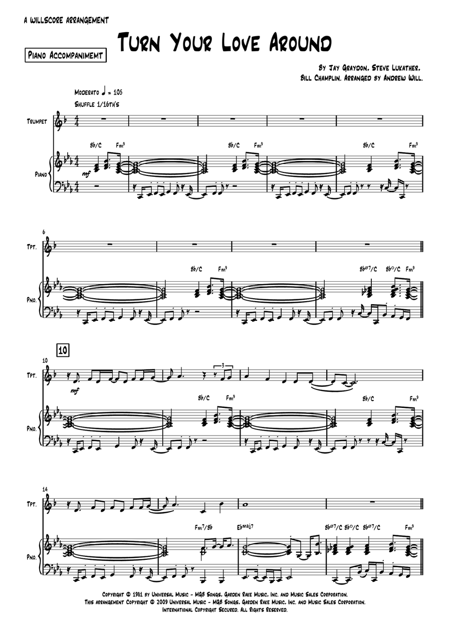 Turn Your Love Around B-Flat Trumpet scores gallery preview page 1