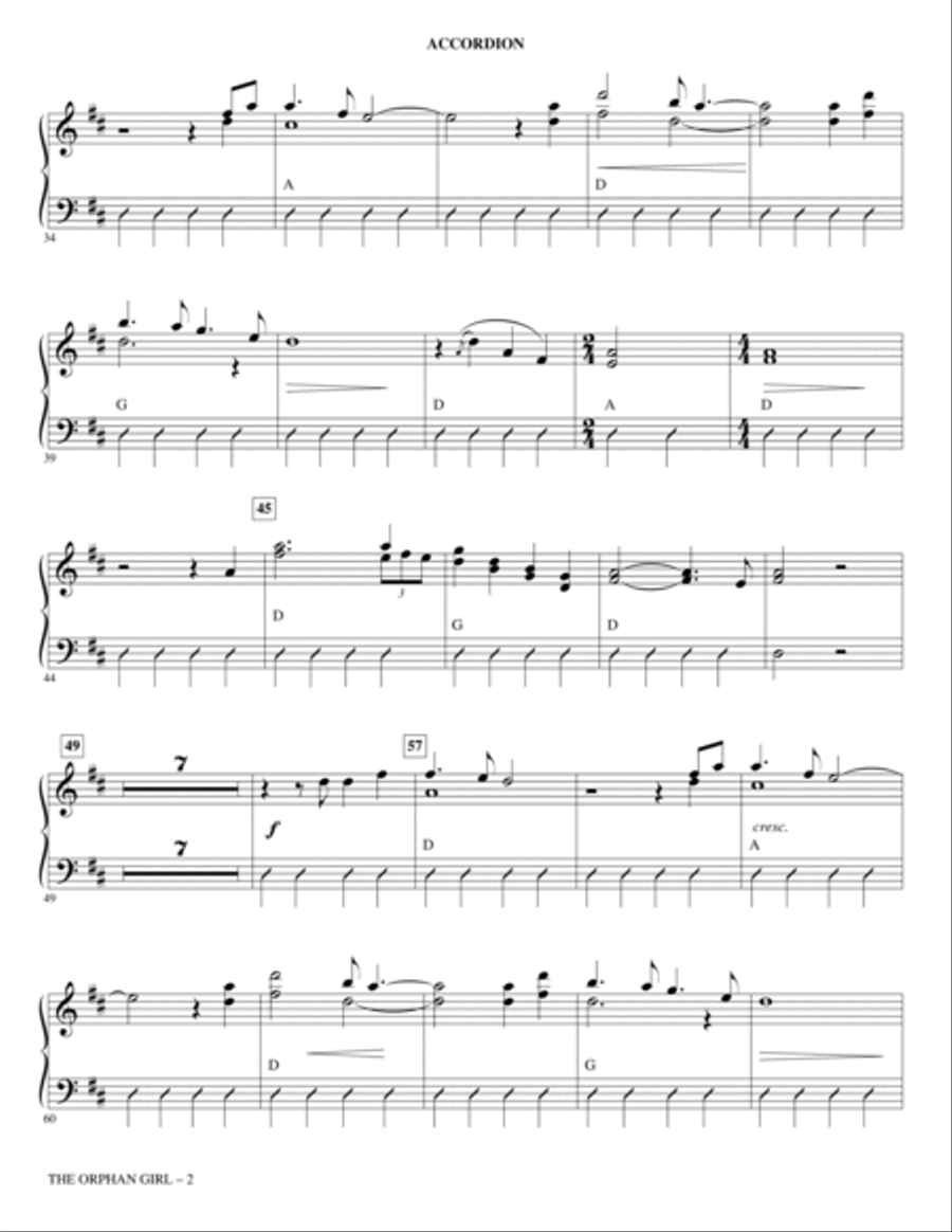 Orphan Girl (arr. Emily Crocker) - Accordion Choir scores gallery preview page 2