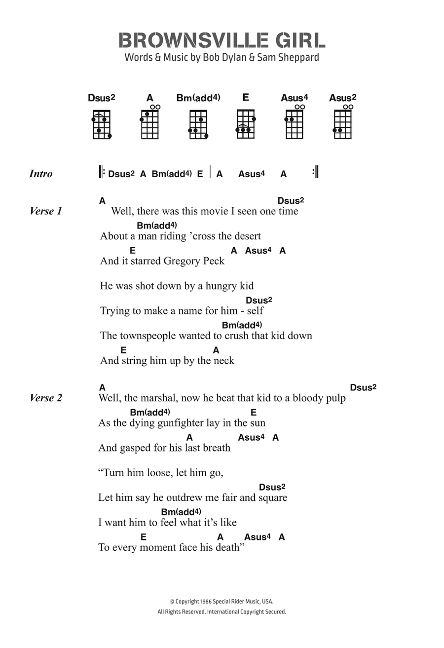 Brownsville Girl Brownsville Girl Piano, Vocal, Guitar scores gallery preview page 1