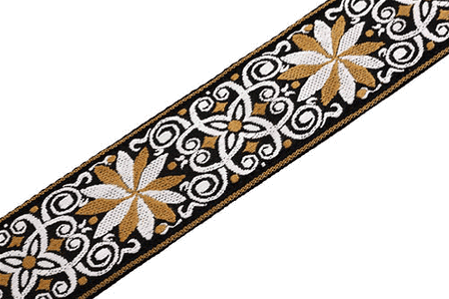 '60s Hootenanny Jacquard Weave Guitar Strap – Floral Yellow Musical Instruments scores gallery preview page 3