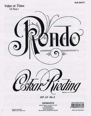 Book cover for Rondo for Violin and Piano Op. 22, No. 3