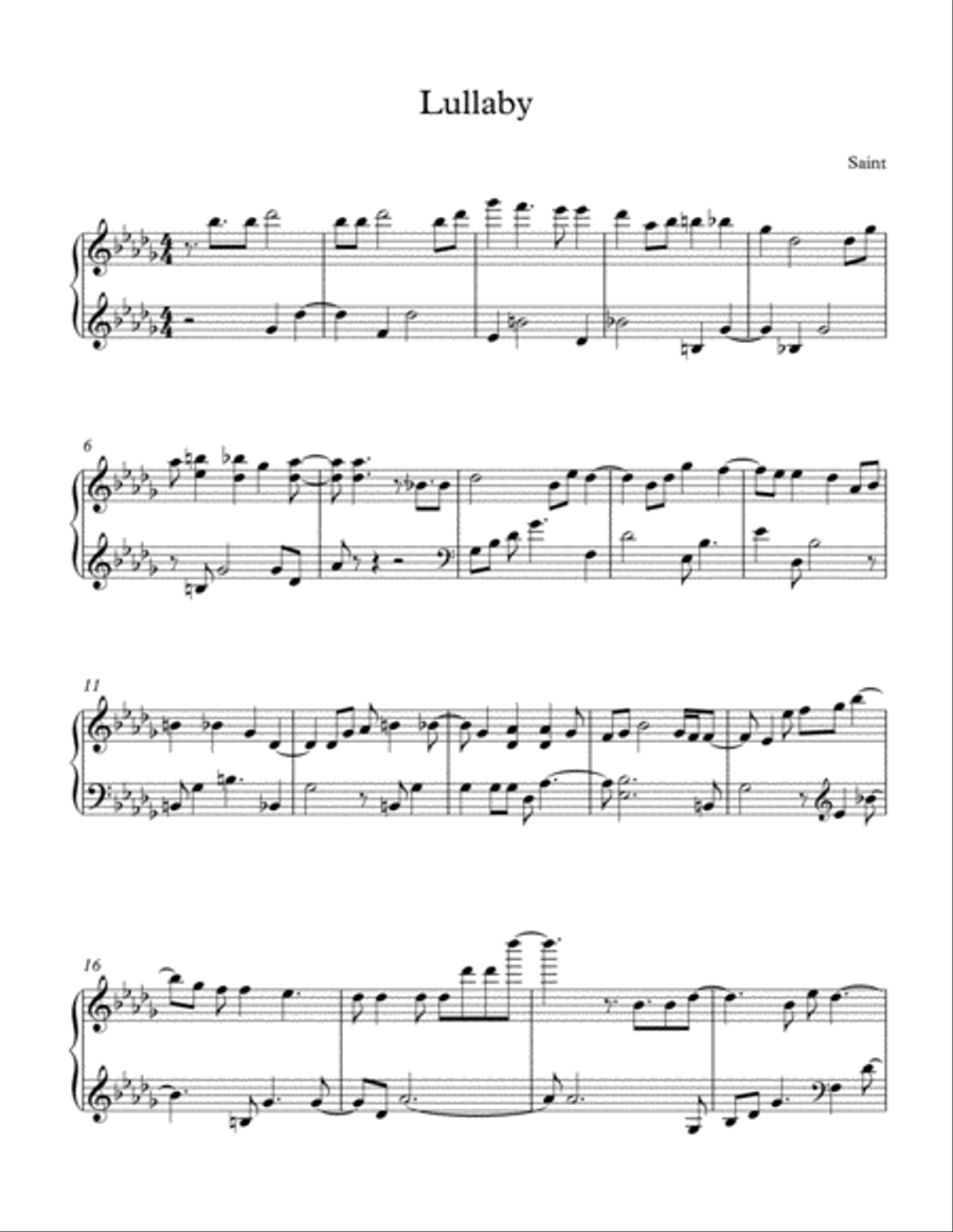 Lullaby Piano Solo scores gallery preview page 1