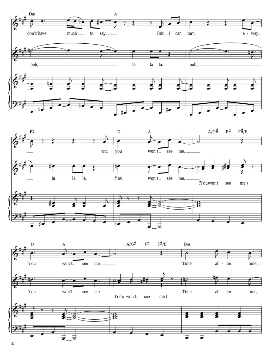 You Won't See Me Piano, Vocal scores gallery preview page 4