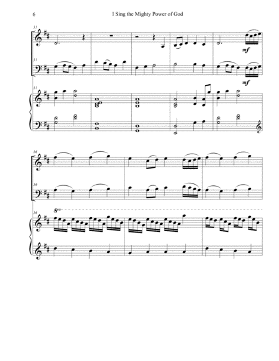I Sing the Mighty Power of God - Violin/Cello Duet Piano Trio scores gallery preview page 6
