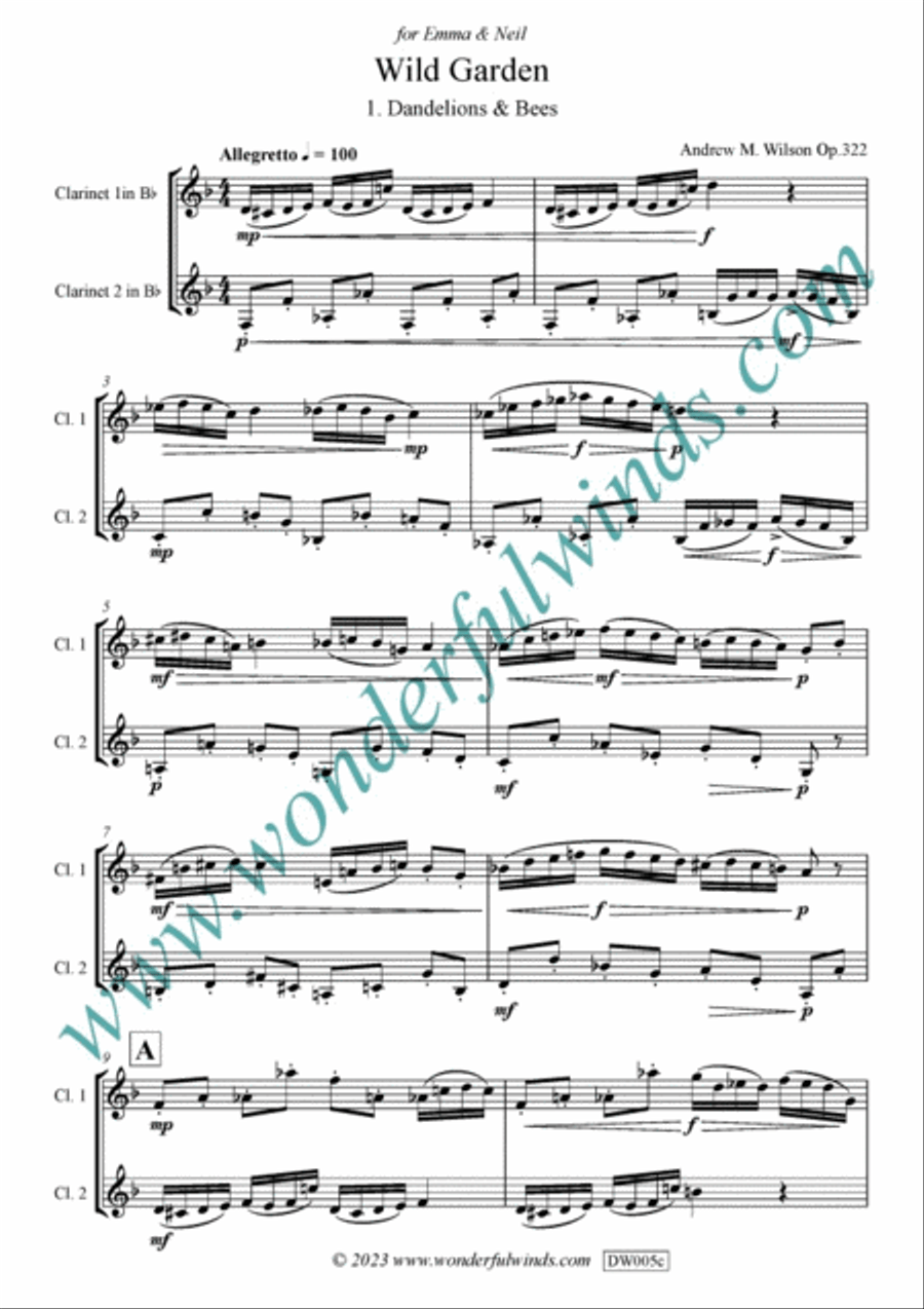 Wild Garden Clarinet Duet scores gallery preview page 2