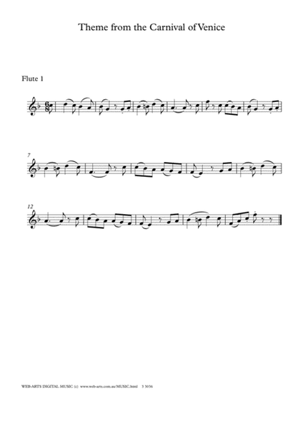 CARNIVAL of VENICE THEME Easy arrangement for 3 flutes image number null