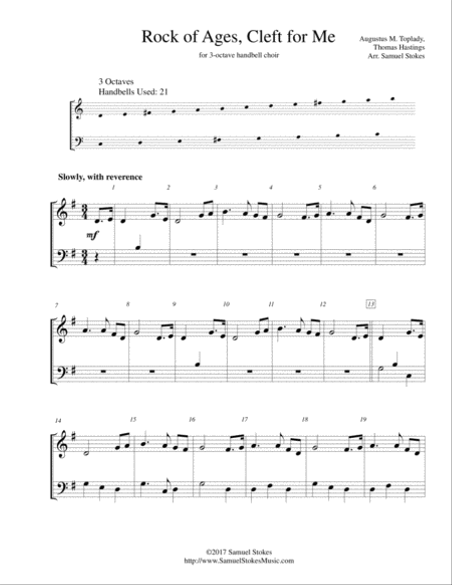 Rock of Ages, Cleft for Me - for 3-octave handbell choir 3-Octaves scores gallery preview page 1