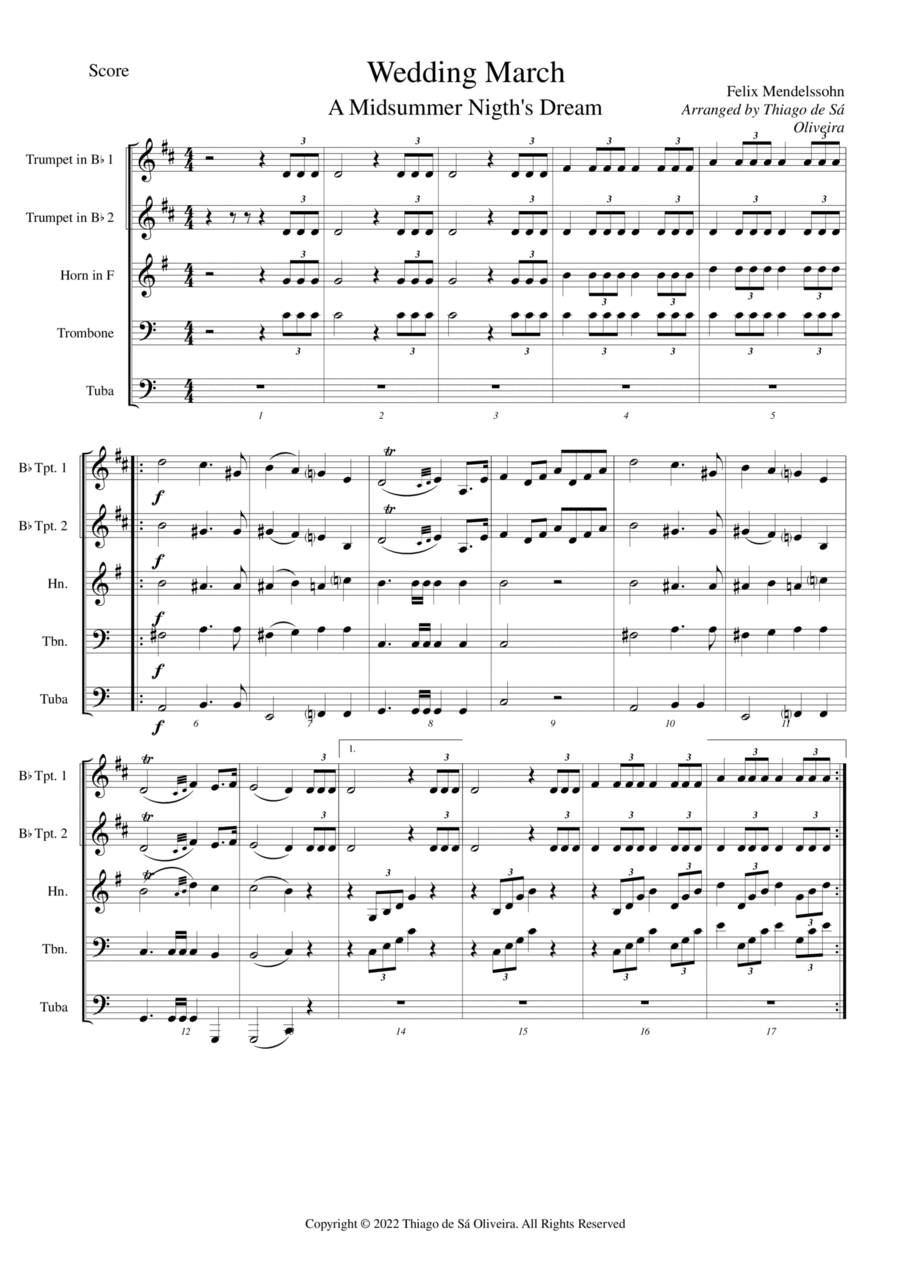 Wedding March Brass Ensemble scores gallery preview page 1