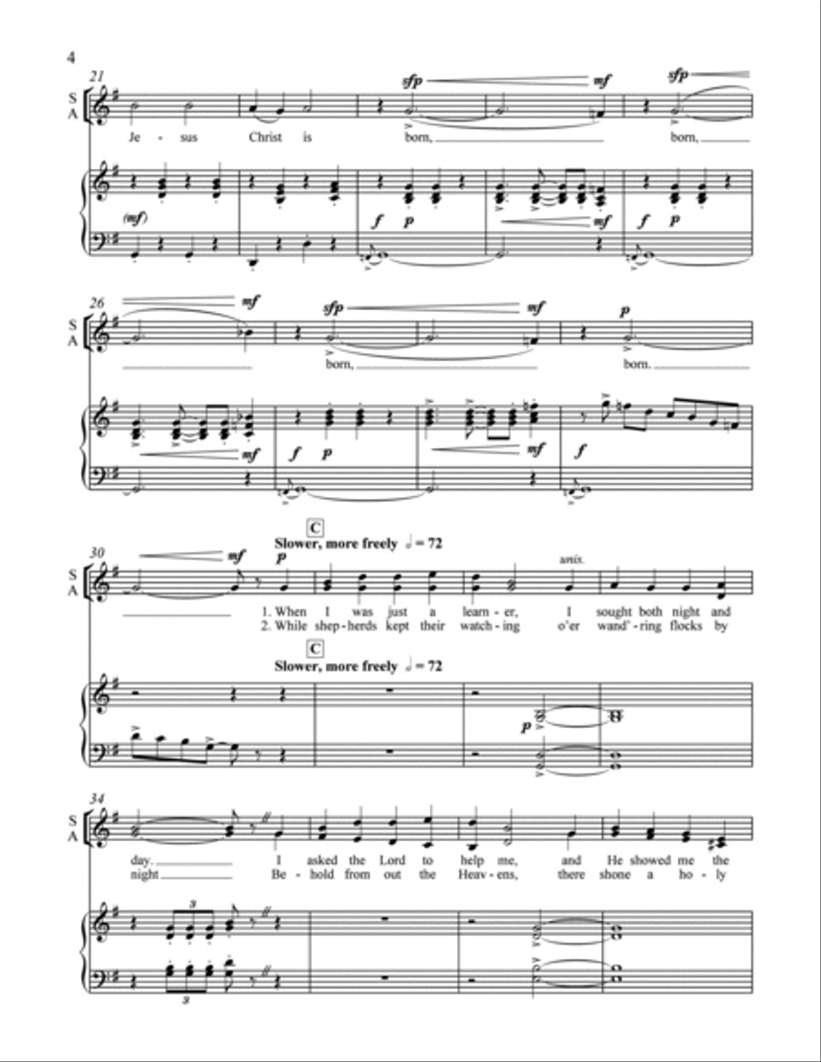 Appalachian Carols: 4. Go Tell It on the Mountain SSAA scores gallery preview page 3