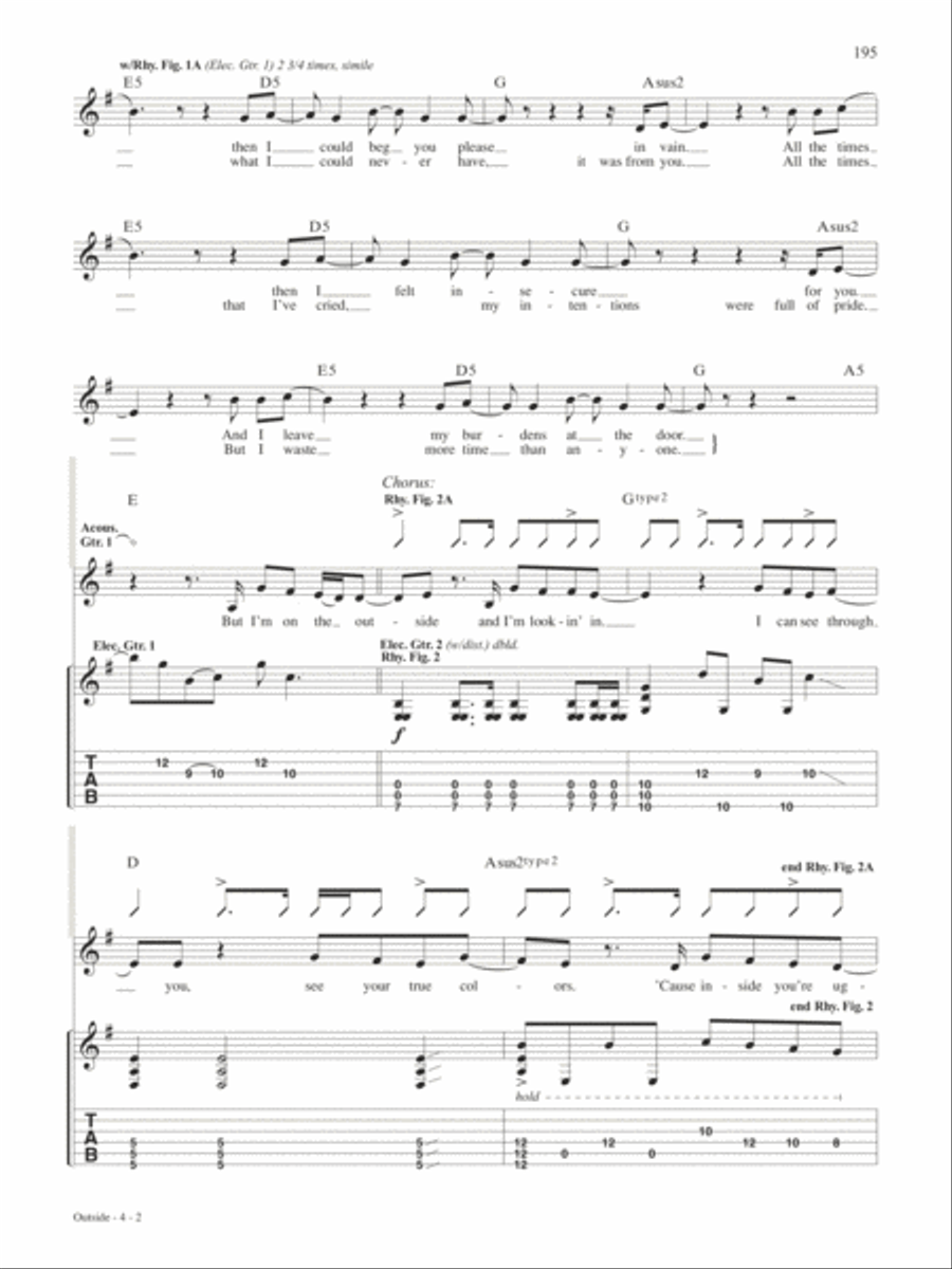 Outside Guitar Tablature scores gallery preview page 2