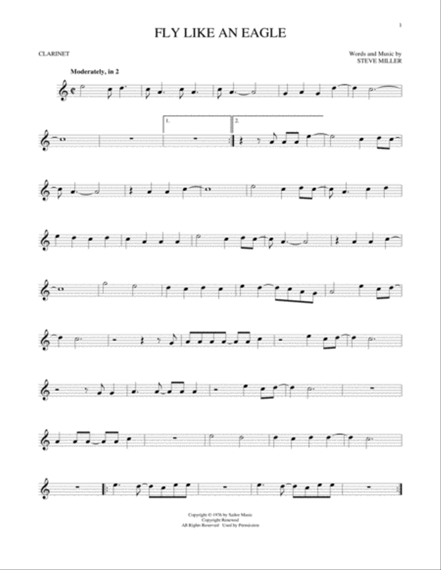 Fly Like An Eagle Clarinet Solo scores gallery preview page 1