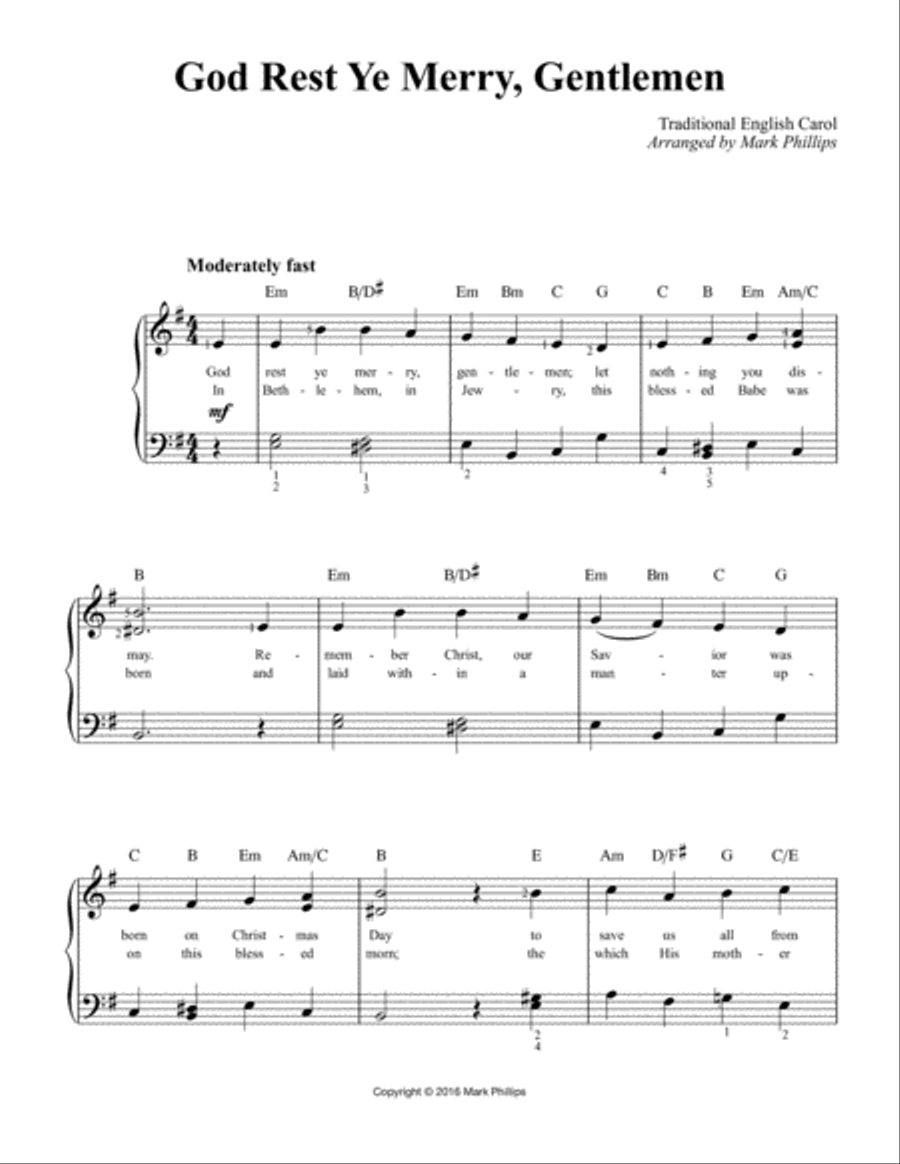 God Rest Ye Merry, Gentlemen Easy Piano scores gallery preview page 1